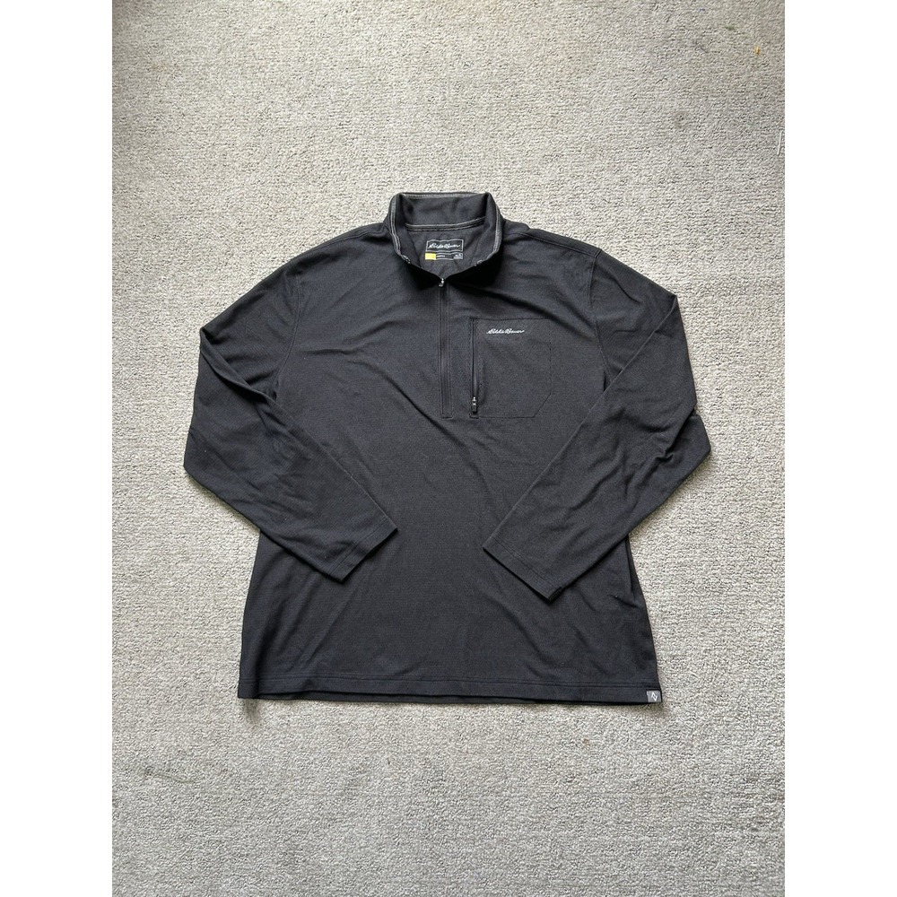 Eddie Bauer Travex Jacket Mens Size XL Gray Herringbone 1/4 Zip Outdoor Jacket